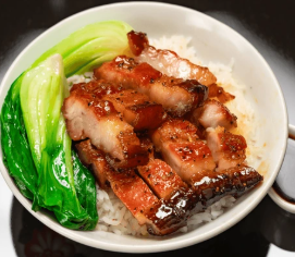 Barbecued Pork w Chinese Vegetables  Over Crispy Rice