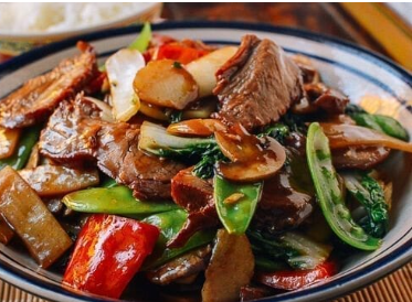 Barbecued Pork w/ Fried Tofu &  Chinese Vegetable