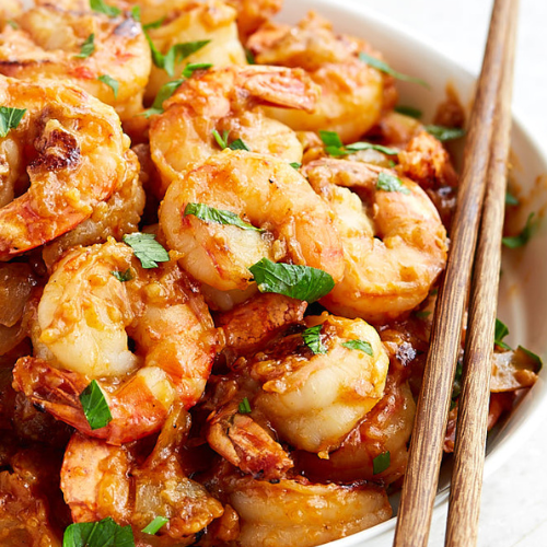 Shrimp with Spicy Hunan Sauce