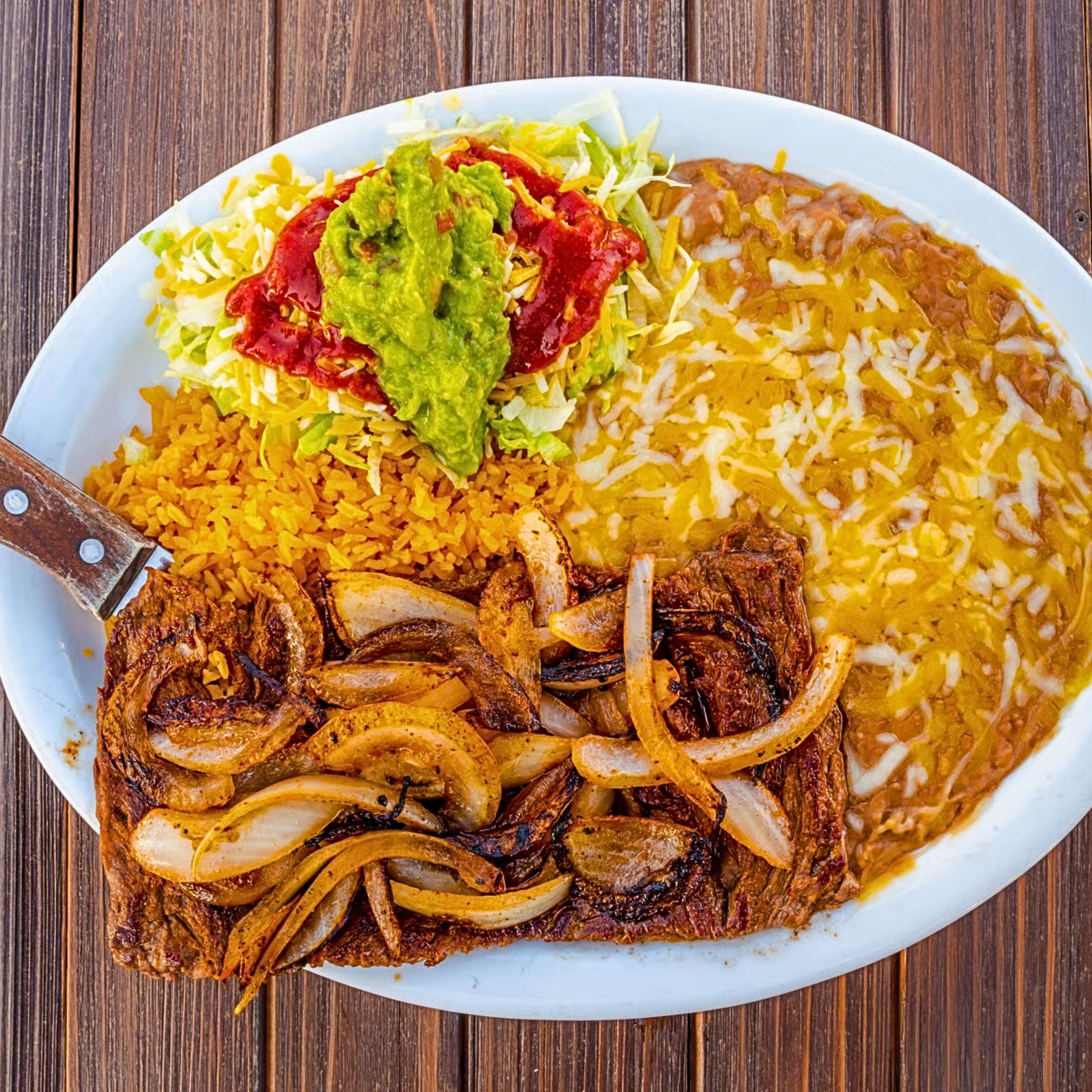 Carne Asada Plate (Rice, beans & tortillas)