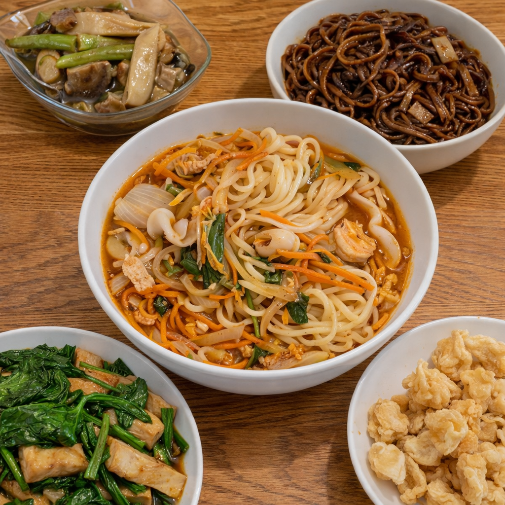 Chef’s Stir-Fry Special (Eggroll, sweet and sour pork, pork fried rice, & stir-fried vegetables w/ choice of meat.)