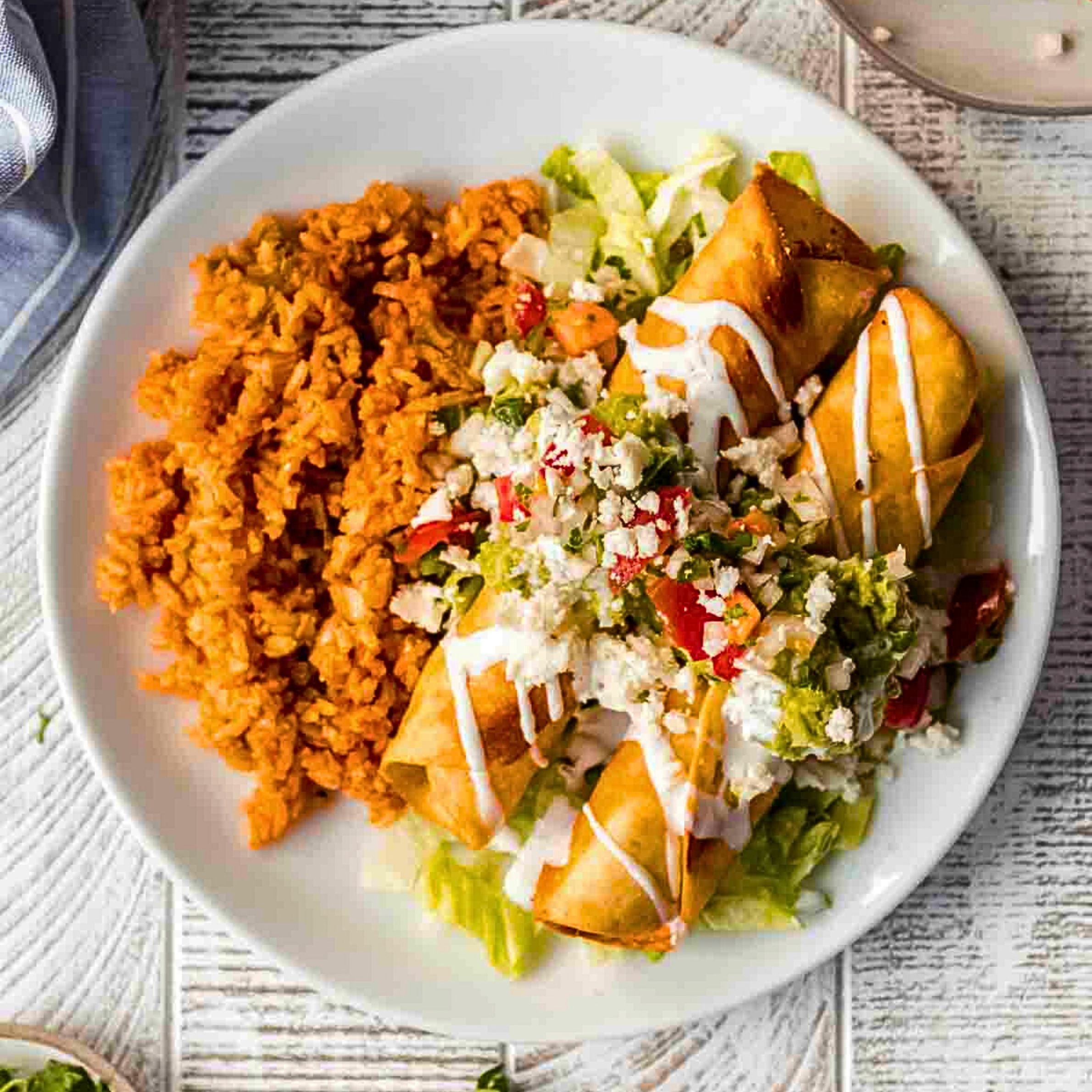 Flautas/ Rolled Taquitos (Rice, beans & tortillas)