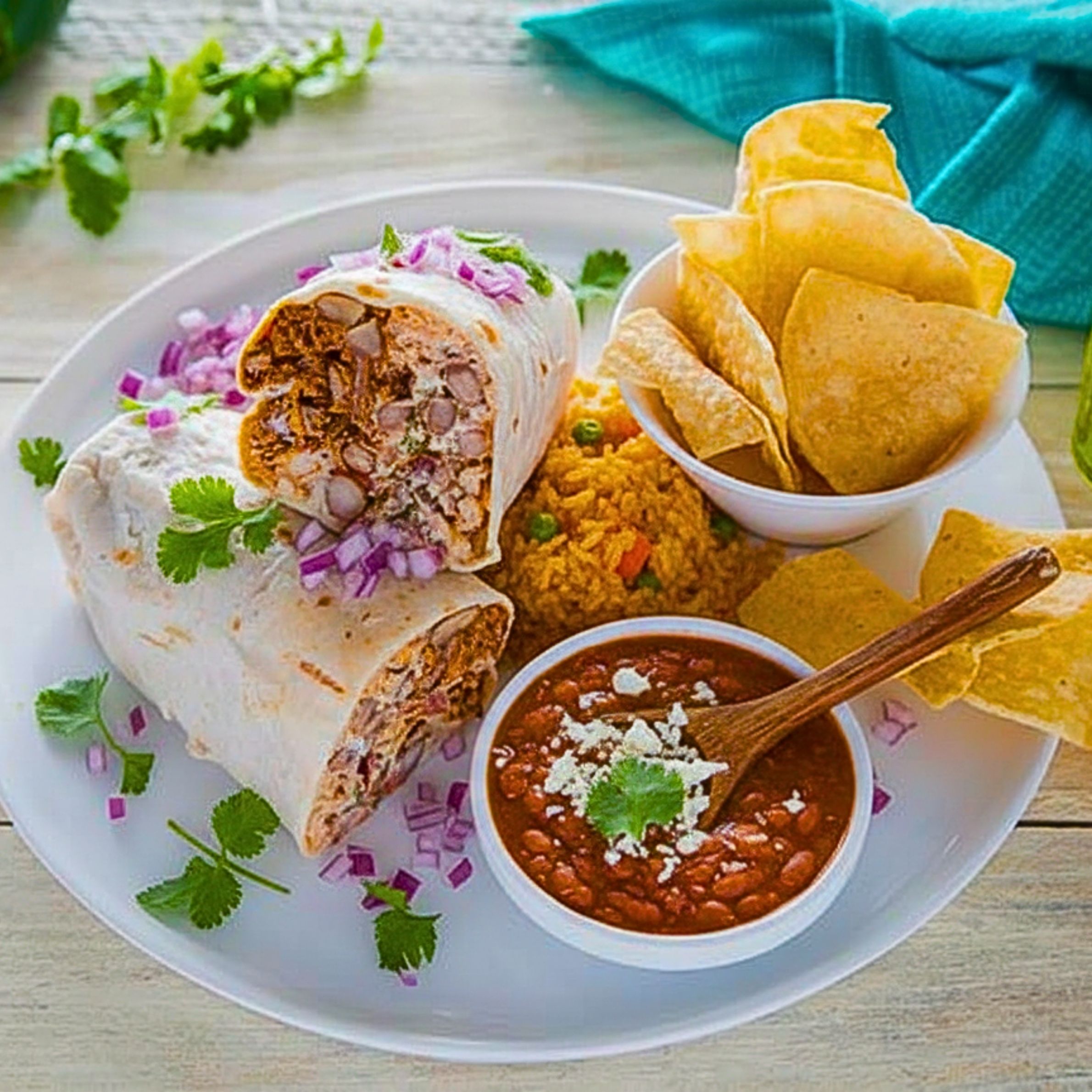 Pastor Burrito (Served w/ rice, beans, onions, cilantro & green or red salsa)