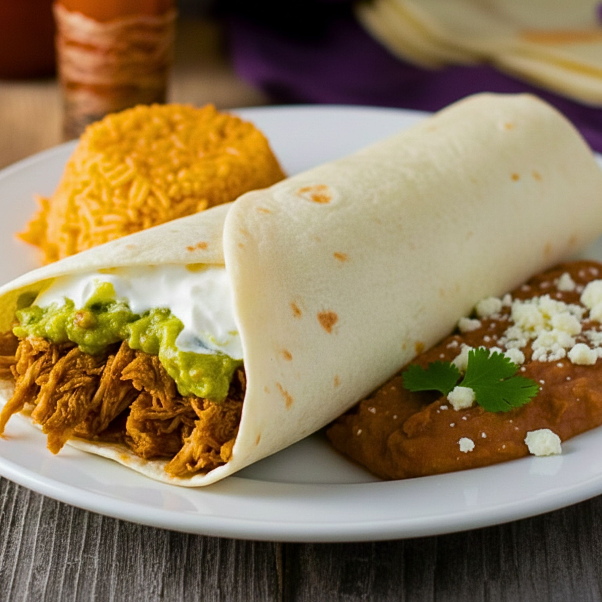 Pollo Burrito (Served w/ rice, beans, onions, cilantro & green or red salsa)